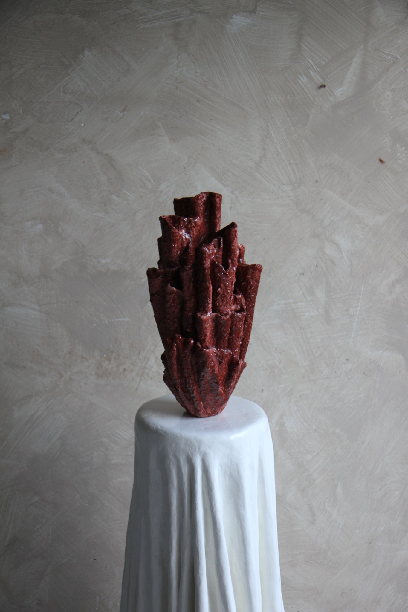 Bosa Sculptural Vessel in Vine Red