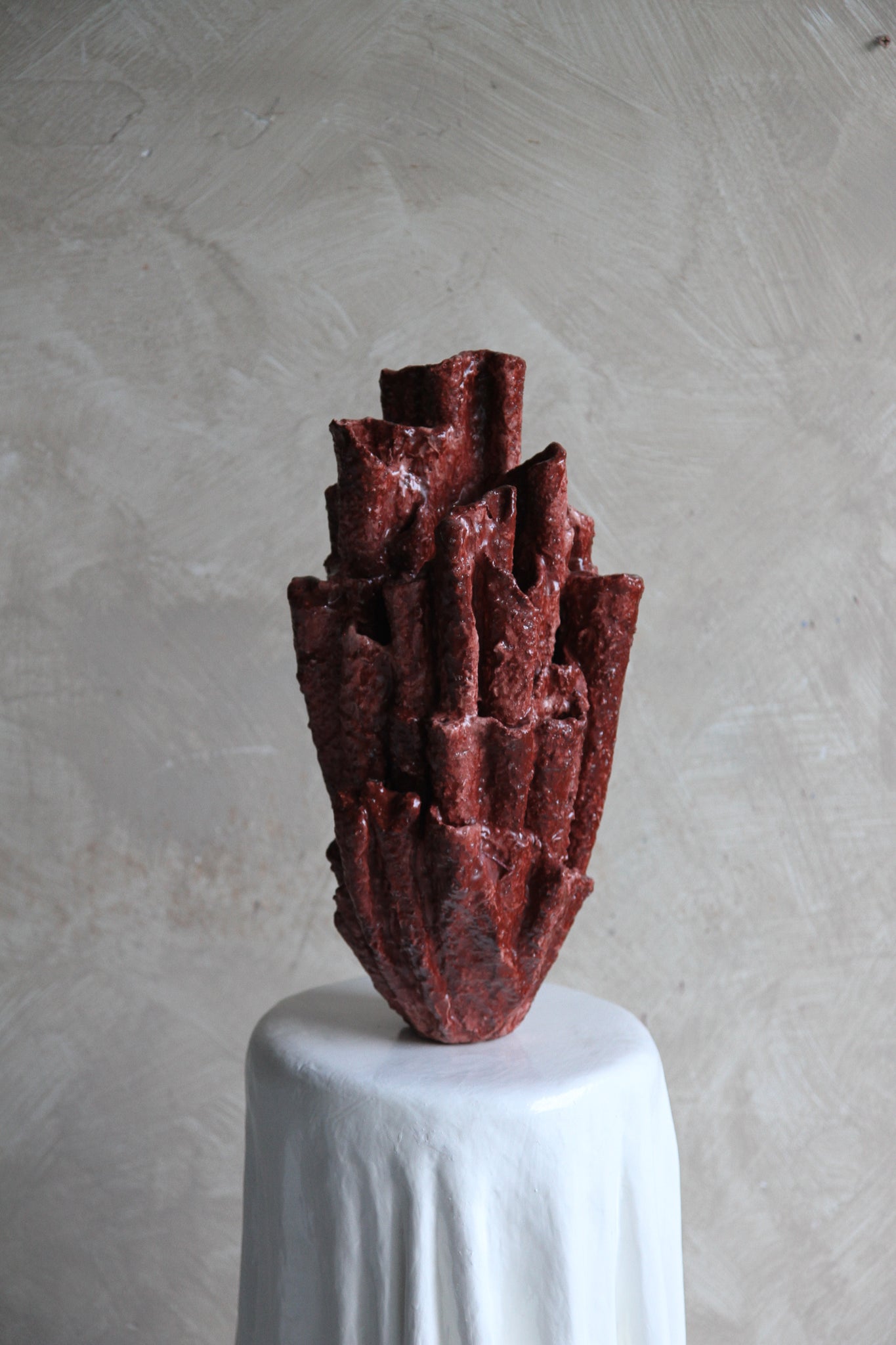 Bosa Sculptural Vessel in Vine Red