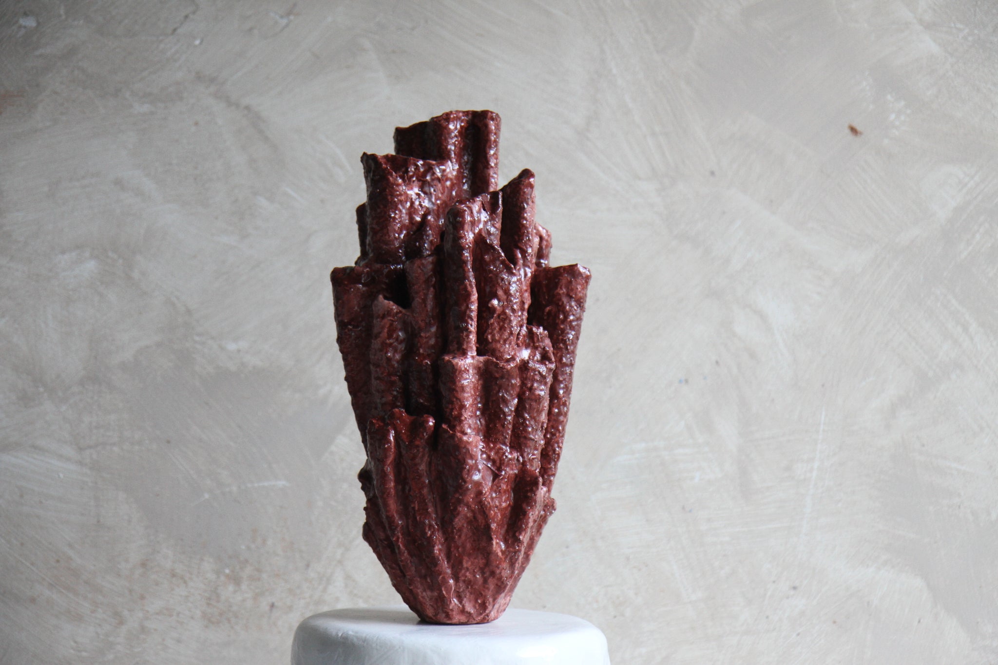 Bosa Sculptural Vessel in Vine Red