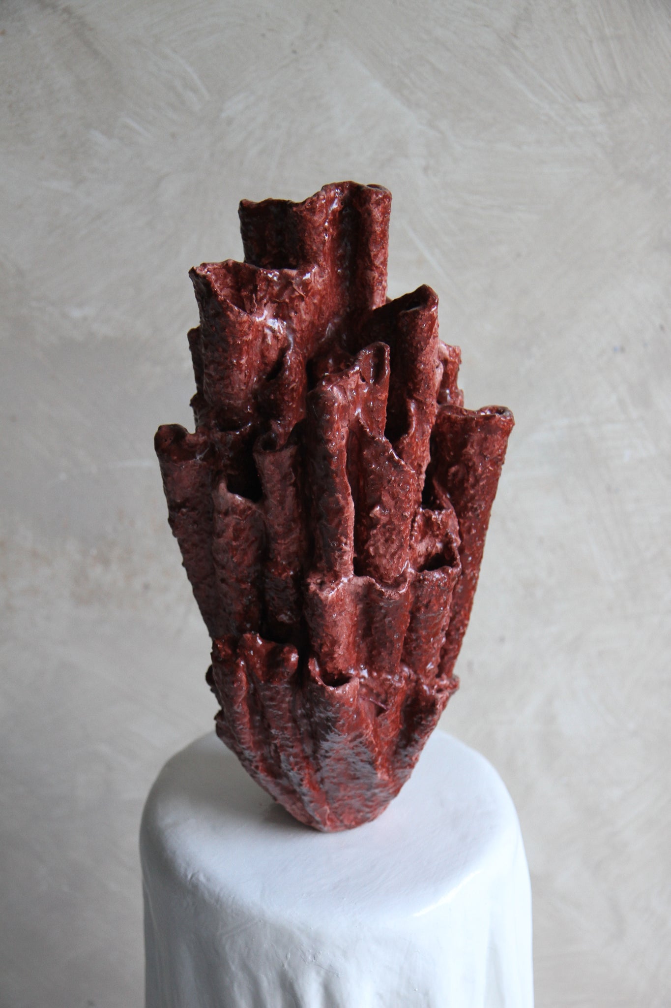 Bosa Sculptural Vessel in Vine Red