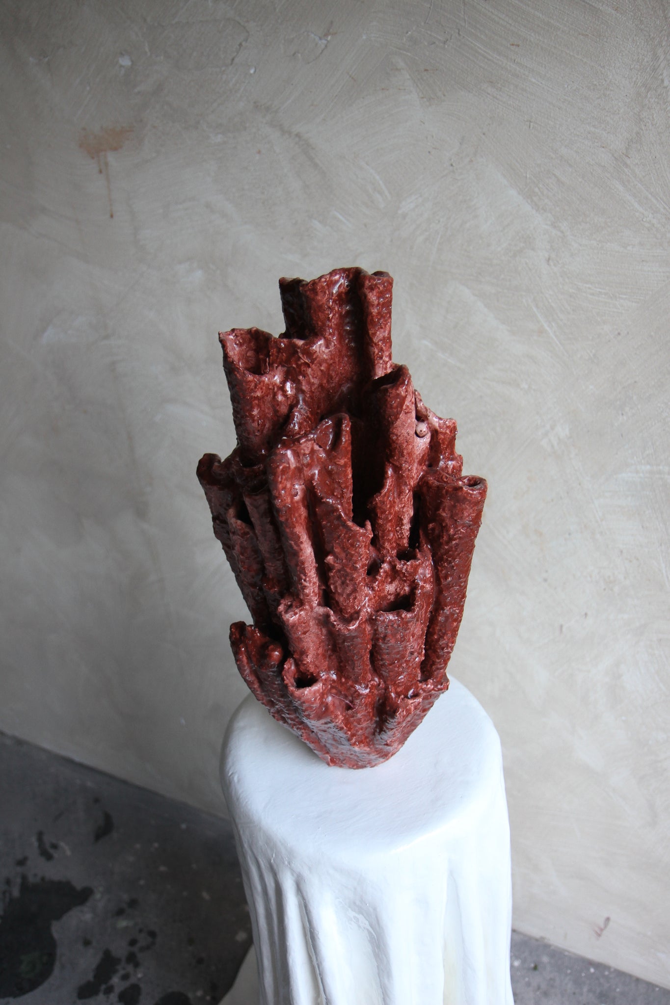 Bosa Sculptural Vessel in Vine Red